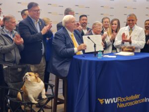 Gov. Justice comes to WVU, Mylan Park for funding ceremonies